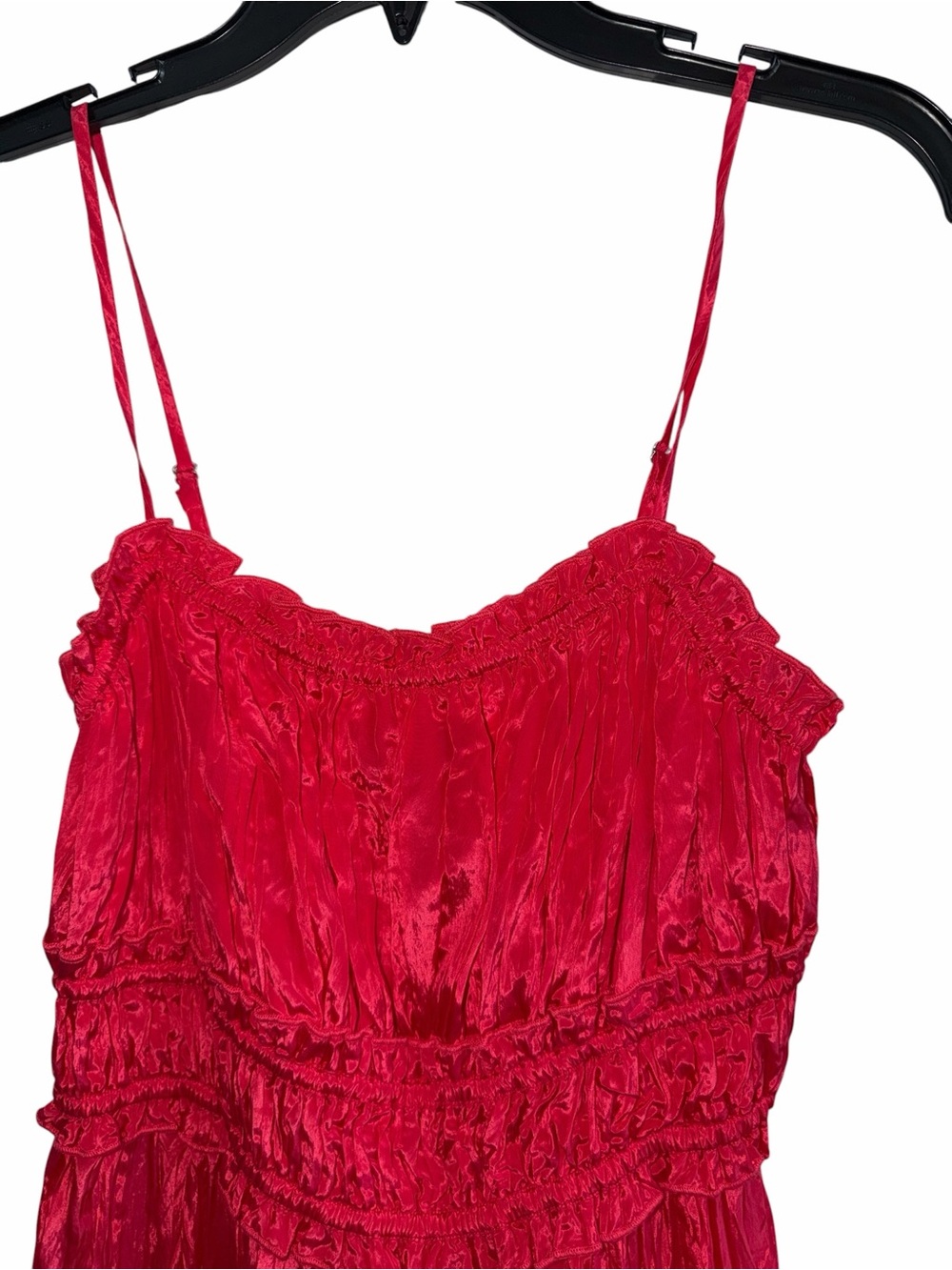 J. Crew Red  Crinkled ruffle-trim dress Size S NWT - Picture 5 of 8
